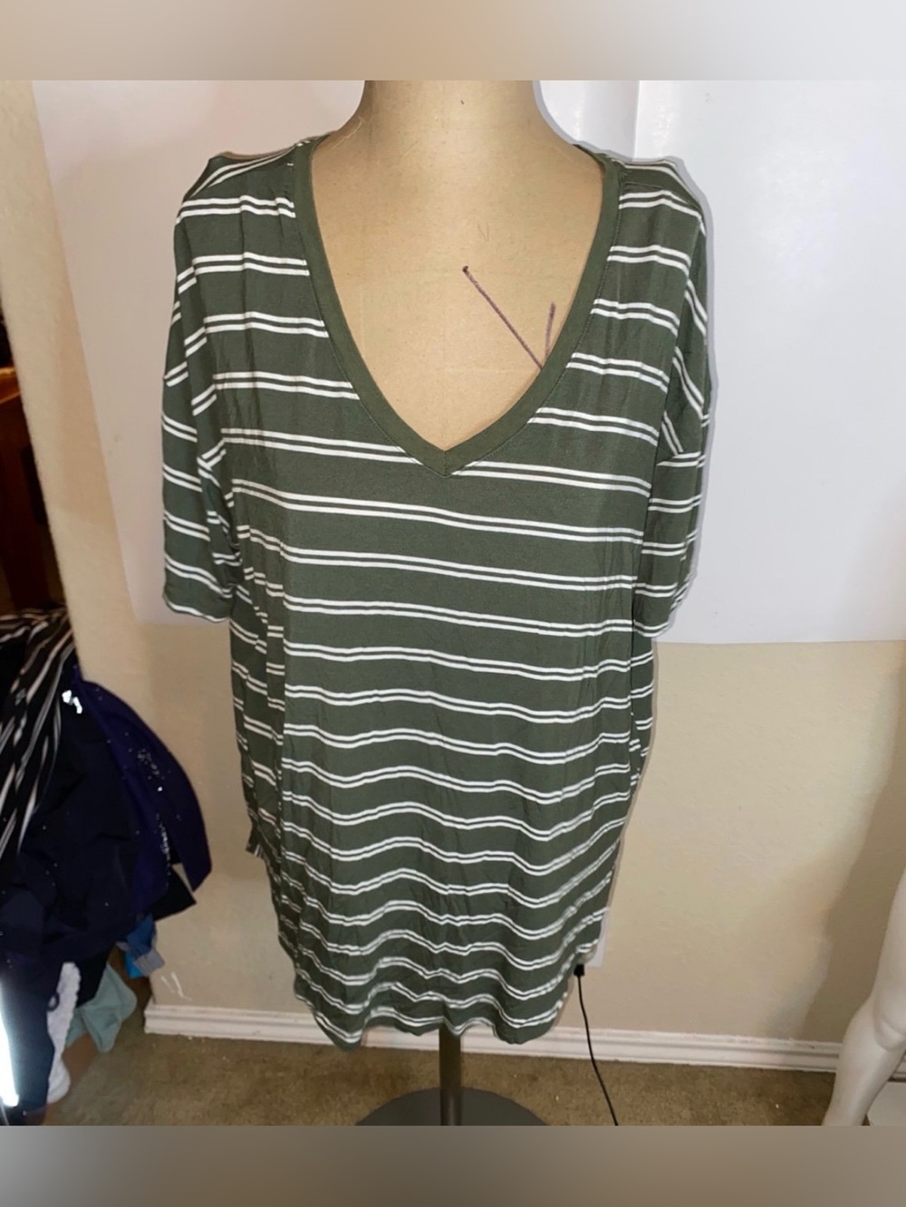 Women’s Time and Tru Striped Over Sized Blouse